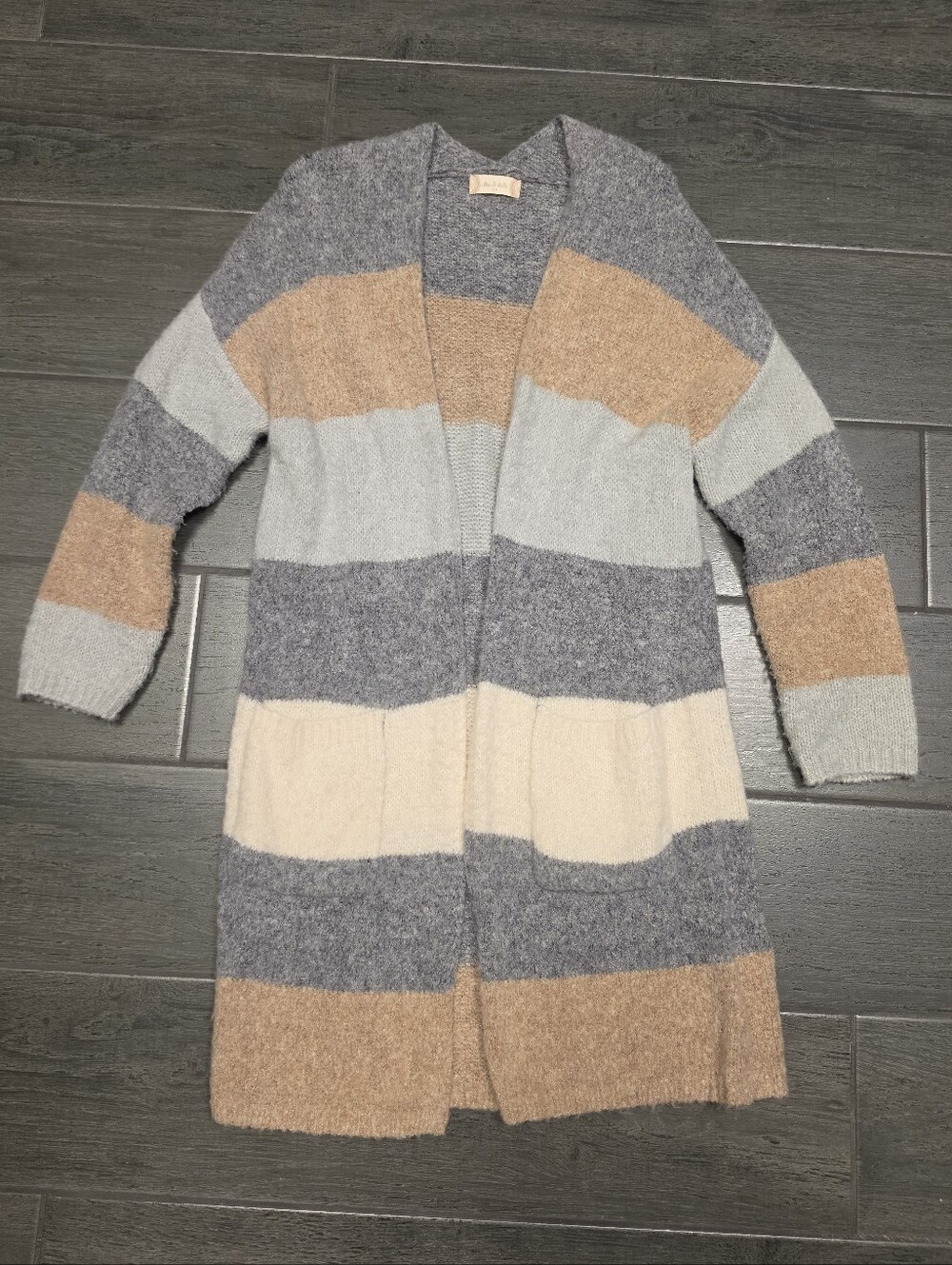 ALTAR'D STATE Striped Colorblock Knit Long Boho Open Front Cardigan Sweater S/M
